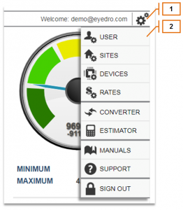 Screenshot of MyEyedro Client - User Settings